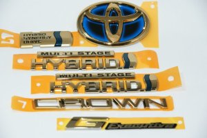 画像3: 最高級ゴールドメッキエンブレム 【トヨタ　クラウン ＧＷＳ２２４　Ｇエグゼクティブ】 6点セット サイド左右HYBRIDロゴ、リアトヨタマーク、リアCROWNロゴ、リアHYBRIDSYNERGYDRIVEプレート、リアＧ Executive 