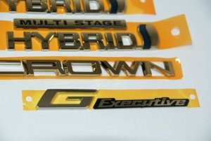 画像4: 最高級ゴールドメッキエンブレム 【トヨタ　クラウン ＧＷＳ２２４　Ｇエグゼクティブ】 6点セット サイド左右HYBRIDロゴ、リアトヨタマーク、リアCROWNロゴ、リアHYBRIDSYNERGYDRIVEプレート、リアＧ Executive 