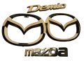 最高級ゴールドメッキエンブレム【マツダ　デミオ DE3FS】　4点セット（フロントグリル用マツダマーク、リアマツダマーク、ＭＡＺＤＡ、DEMIO）