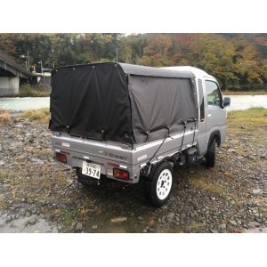 画像: ＴＵＫＴＵＫ・トゥクトゥクルーフ オプション幌３点ＫＩＴ 【前期・後期ハイゼットトラック標準　Ｓ５００Ｐ　ダイハツ】 サイド・リアセット　ゴム紐付き AR　SPORT 