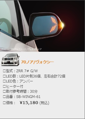 画像2: ウィングミラー　クワッドモーション 【トヨタ　70ノア/ヴォクシー　ZRR7＃G/W】 ｓｉｌｋ　Ｂｌａｚｅ・シルクブレイズ 