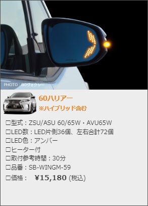 画像2: ウィングミラー　クワッドモーション 【トヨタ ６０ハリアー 　ZSU/ASU60/65W・AVU65W】 ｓｉｌｋ　Ｂｌａｚｅ・シルクブレイズ 